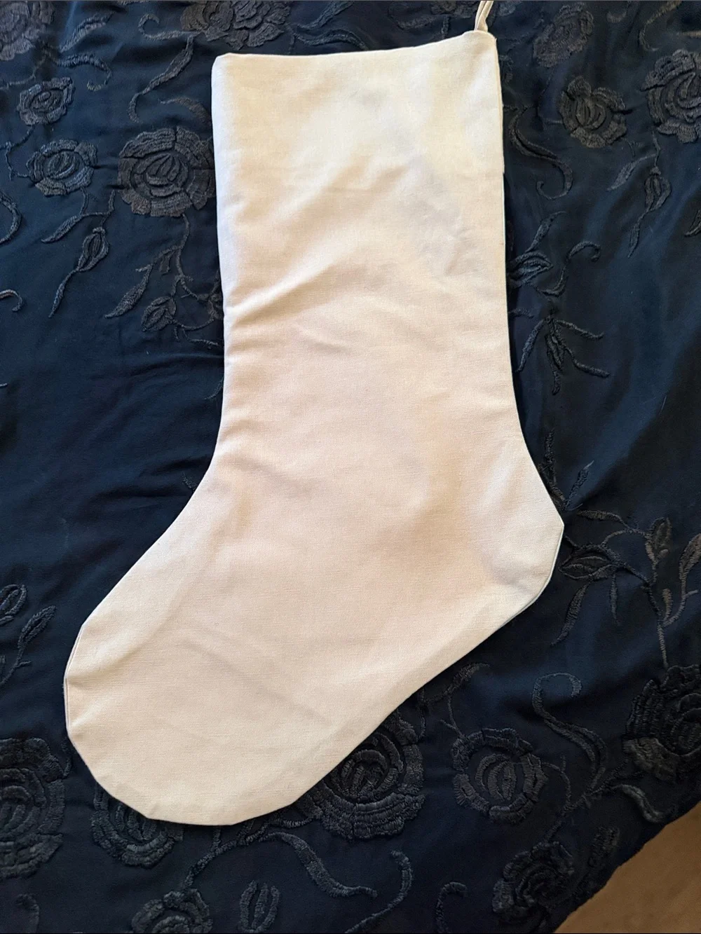 Dog-Themed Holiday Stocking - Neutral Beige & White